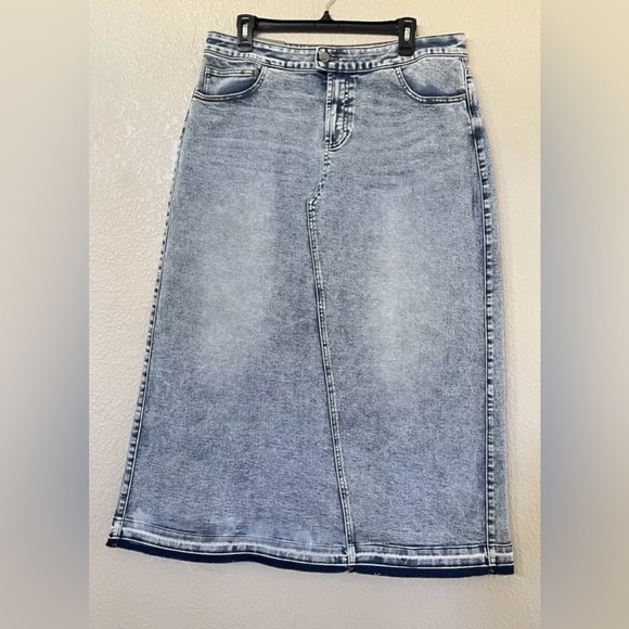 New Wash Lab Selma Pieced Denim Maxi Skirt In Azure Wash Size 31 - Picture 4 of 11